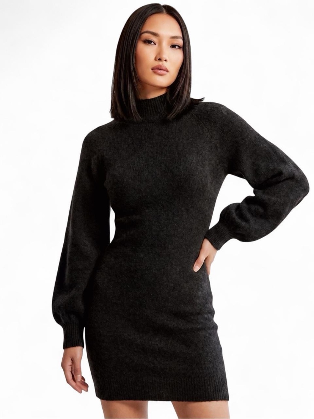 Princess Polly Black Turtleneck Sweater Dress Size S Cozy Bodycon Mini Dress